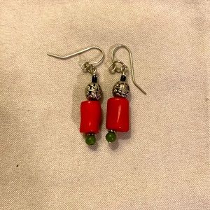 Red beaded fashion earring